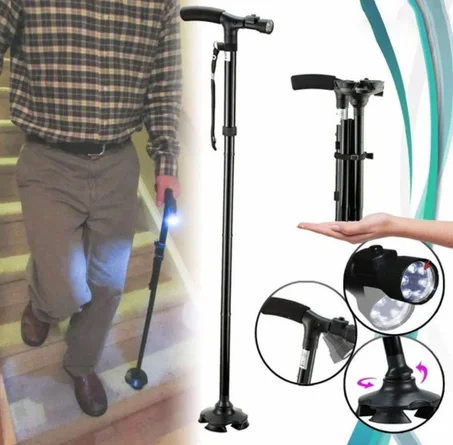 🔦🦯 عصا المشي الذكية المضيئة – ثبات، راحة وأمان فكل خطوة!
