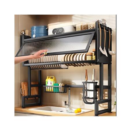 Étagère de séchage de vaisselle en acier inoxydable avec porte, économiseur d'espace de comptoir, 65cm, 85cm