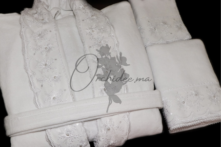 Pack peignoir dentellel en velours