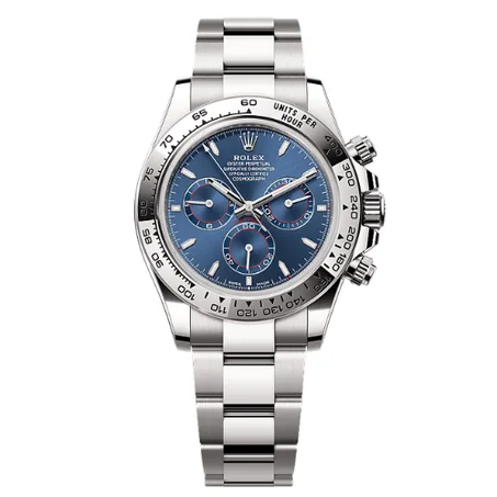 rolex daytona or gris cadran bleu