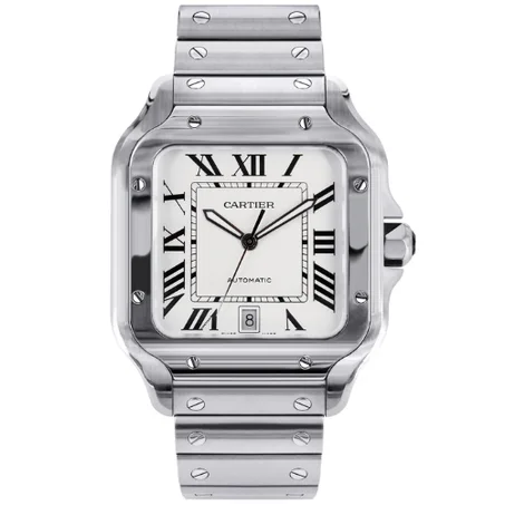 Cartier Santos en acierinoxydable cadran blanc