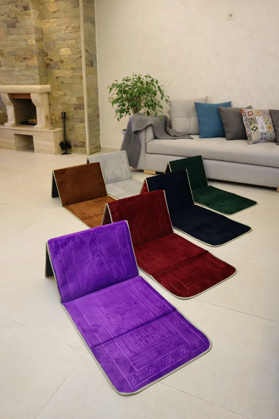 Tafarruj – Tapis de prière pliable et coussin dorsal