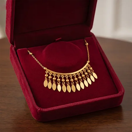 Luxury Gold Fringe Necklace for Women  قلادة ذهبية فاخرة