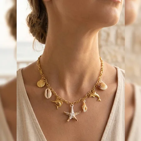 Luxury Beach Shell Necklace for Women   قلادة البحر الفاخرة للنساء