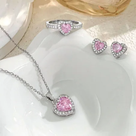 Luxury Heart Jewelry Set for Women    طقم مجوهرات القلب الفاخر للنساء