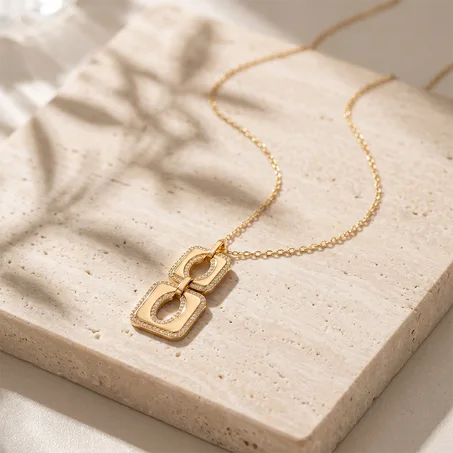 Luxury Geometric Sautoir Necklace   سوتوار فاخر بتصميم هندسي