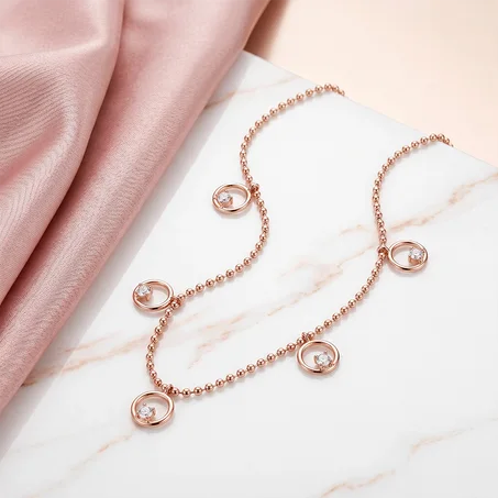 Luxury Rose Gold Charm Necklace   قلادة روز غولد فاخرة بتعليقات أنيقة