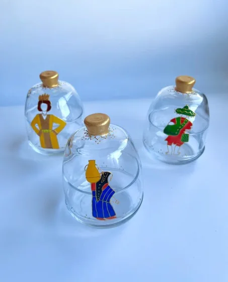 Lot de 3 cloches en verre
