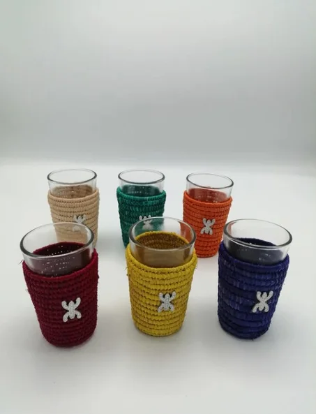 Lot De 6 Verres Rafia "AMAZIGH"