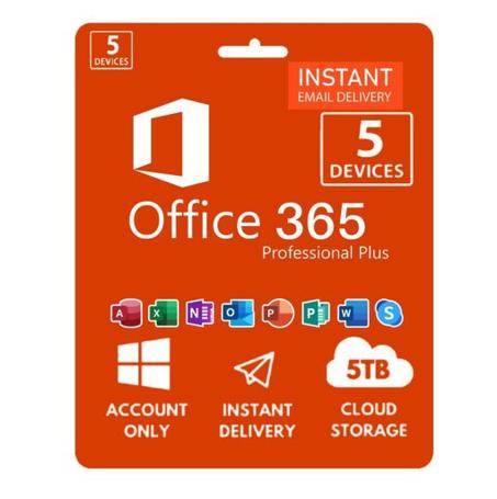 Microsoft Office 365 Account Global 5 Devices Lifetime 5TB PC/Mac