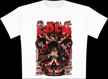 تيشورت Attack On Titan Oversized 🖤تصميم أنمي للجنسين | جودة ممتازة