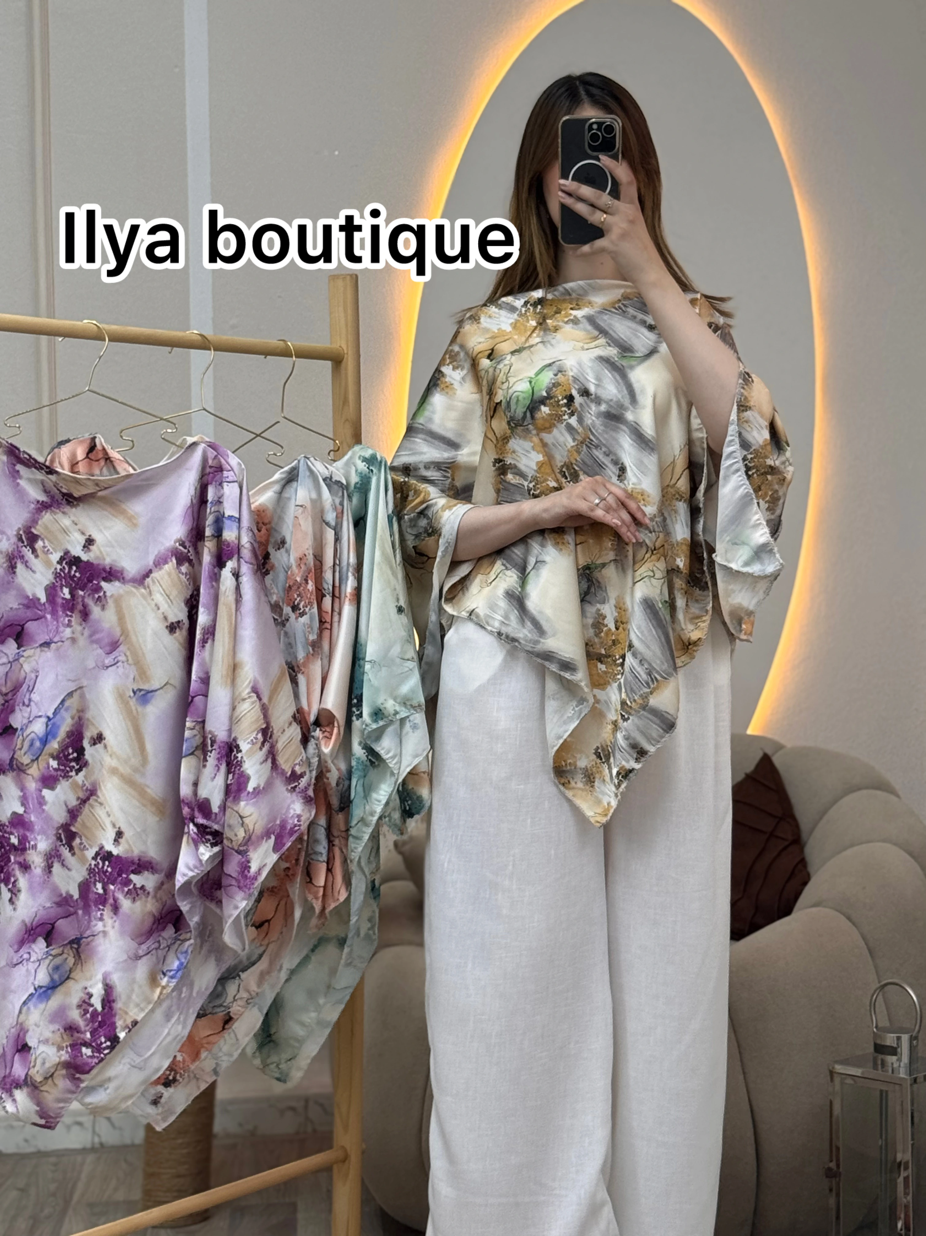 Ensemble Sakura nouvelle tendance cet saison pantalon en Lin + le haut en satin en 4 couleurs Taille standard (38-46)