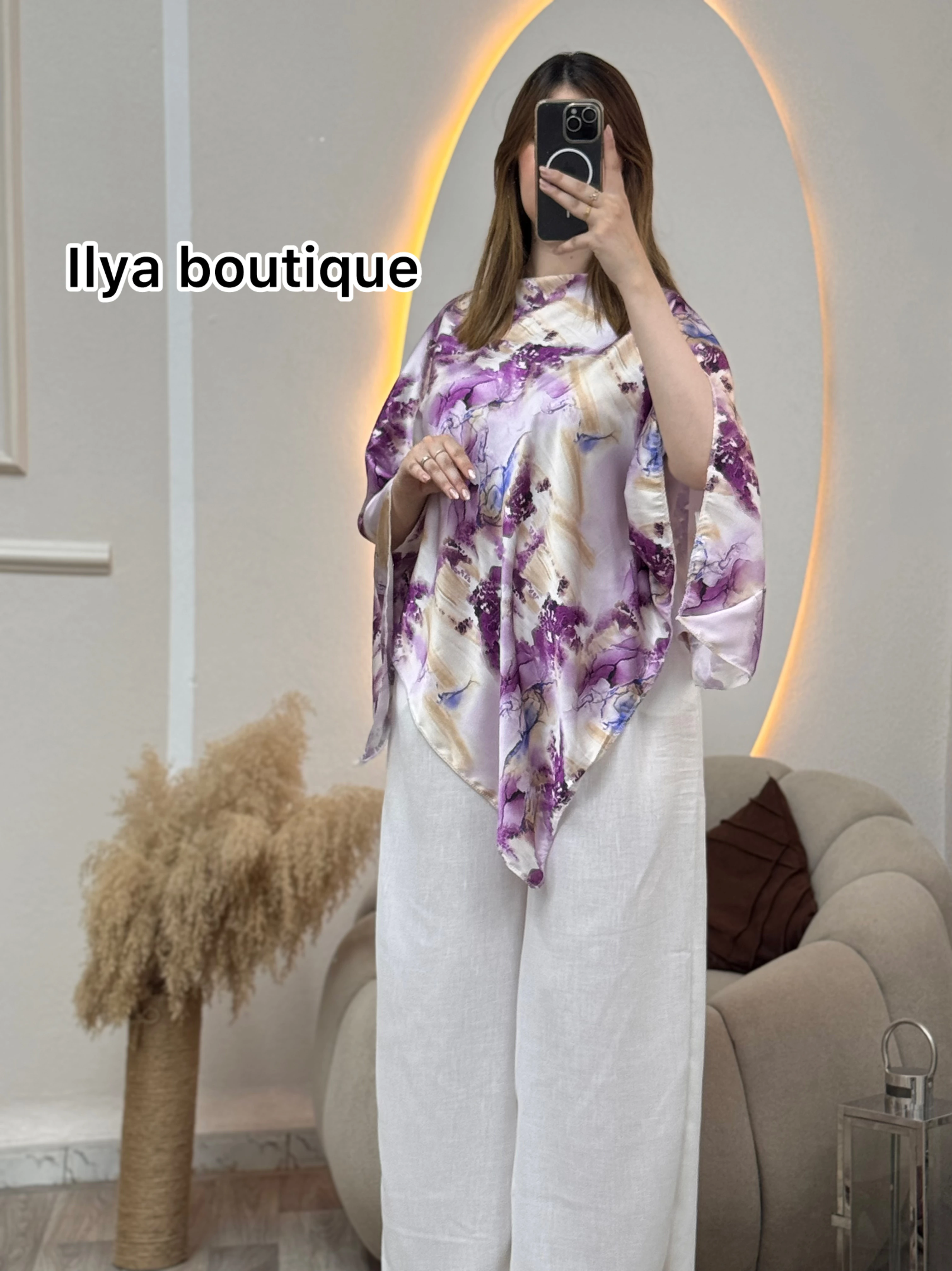 Ensemble Sakura nouvelle tendance cet saison pantalon en Lin + le haut en satin en 4 couleurs Taille standard (38-46)