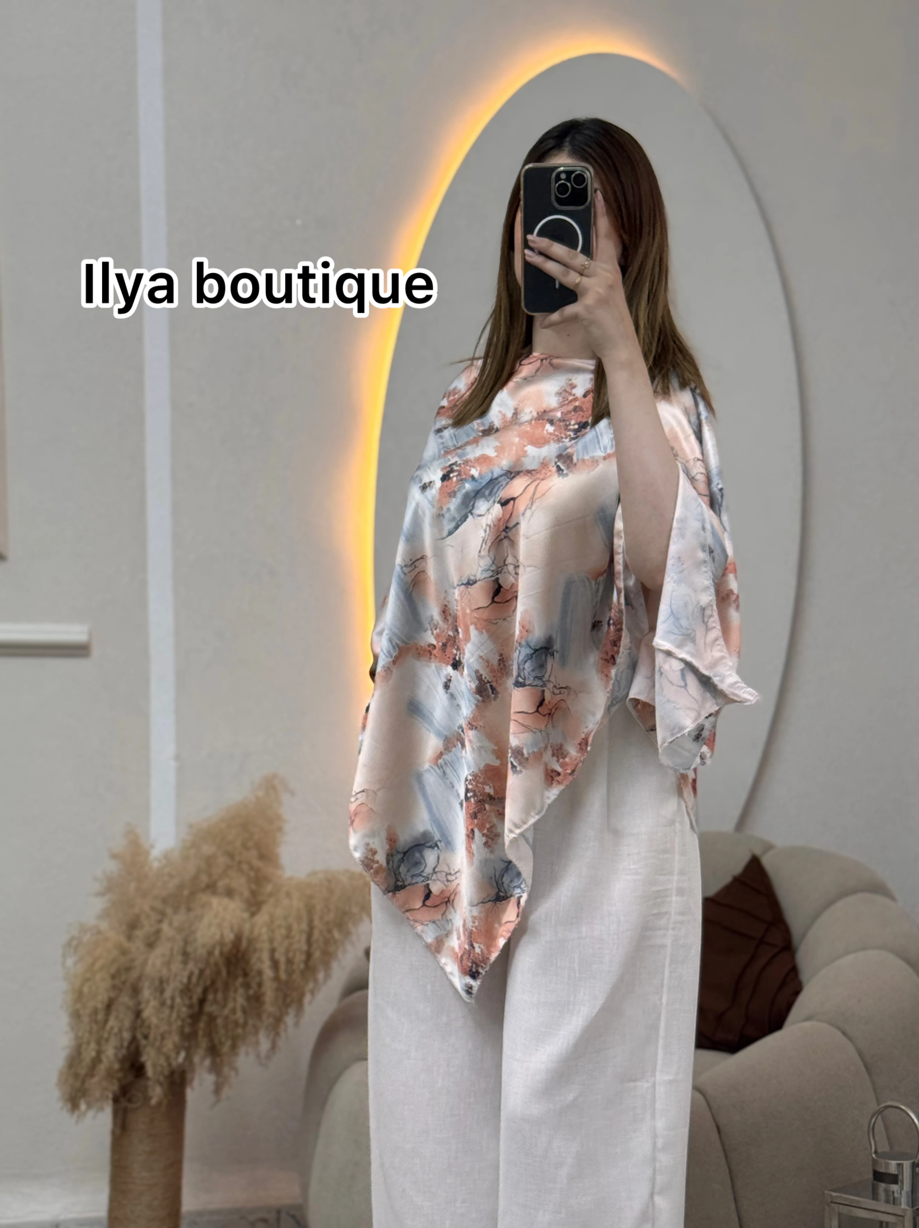 Ensemble Sakura nouvelle tendance cet saison pantalon en Lin + le haut en satin en 4 couleurs Taille standard (38-46)