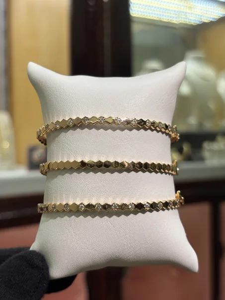 Trio Bracelets Chaumet simple/sertie or rose