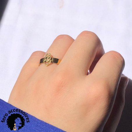 bague coeur doree