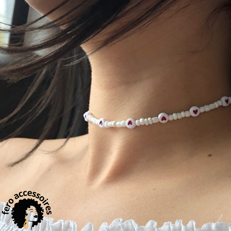 choker coeurs blanc