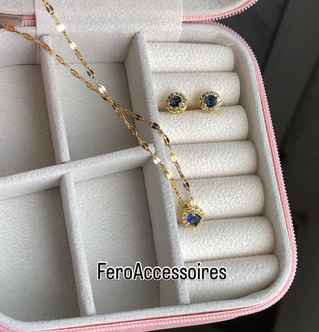parure solitaire bleu