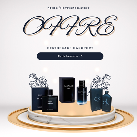 Offre Duo Hommes Bleu de Chanel + Sauvage Dior+ Be Calvin Klein 100ml