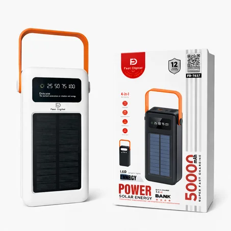 Power Bank Solaire 50000mAh Charge Rapide avec Lampe LED