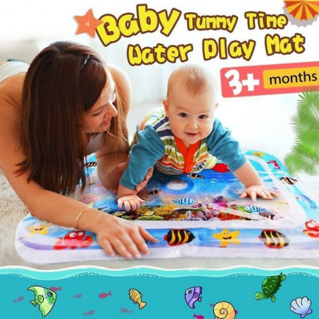 Tapis Eau Gonflé Enfant,Tapis d'eau Gonflable pour Bébé,60 x 50 cm Tapis d' eau de bébé,jouets sensoriels pour enfants de 3 à 12 mois(Le monde  sous-marin)