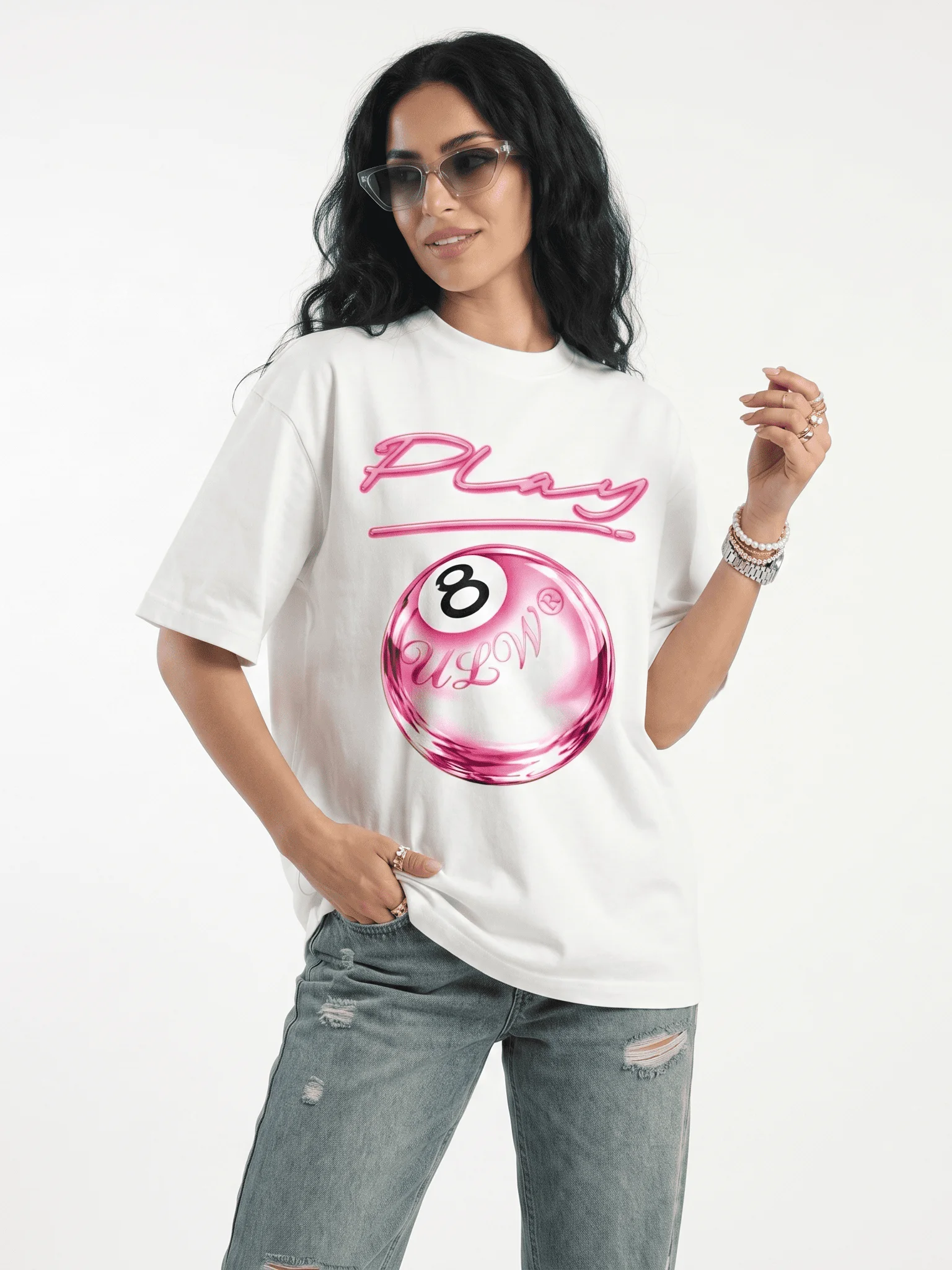 PLAY 8-BALL OVERSIZED T-SHIRT – WHITE