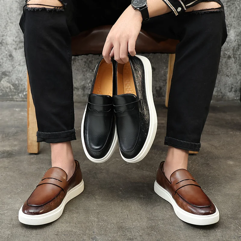 Chaussures de ville en cuir véritable pour hommes de haute qualité, style britannique, mocassins respirants, chaussures décontractées souples, chaussures polyvalentes au design léger