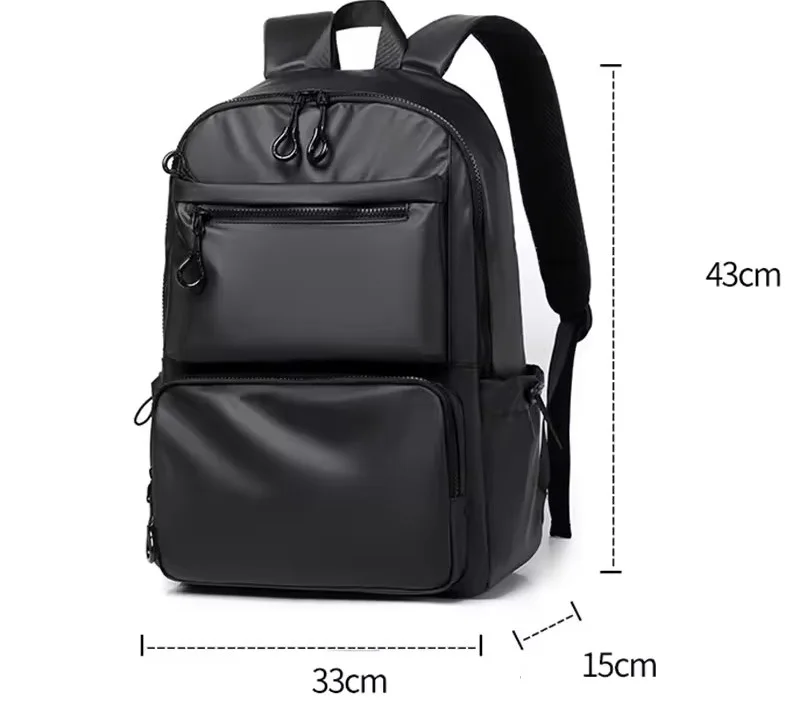 Sac à dos en cuir imperméable , poche multi-couches, sac pour ordinateur portable
