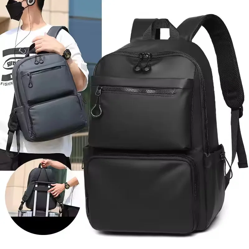 Sac à dos en cuir imperméable , poche multi-couches, sac pour ordinateur portable