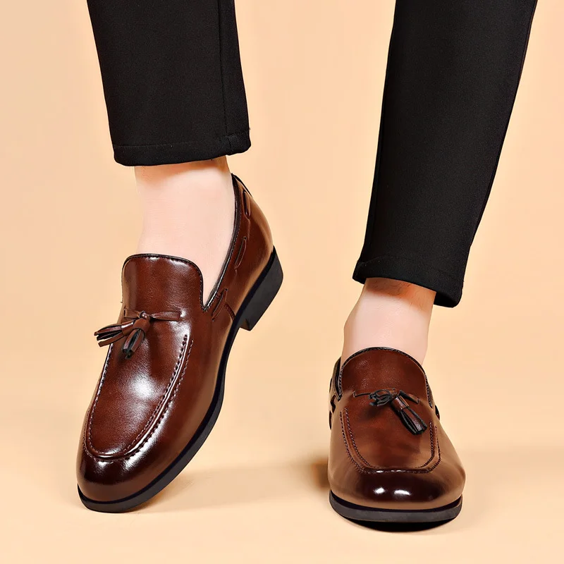 Chaussures Habillées Homme de Luxe Ruizi Mode, Mocassins en Similicuir PU Décontractées et Formelles pour Affaires