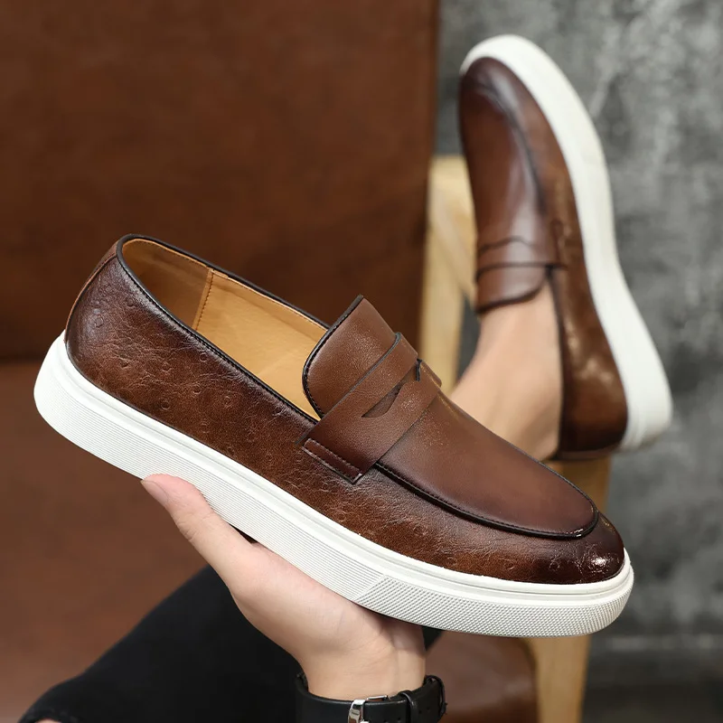 Chaussures de ville en cuir véritable pour hommes de haute qualité, style britannique, mocassins respirants, chaussures décontractées souples, chaussures polyvalentes au design léger