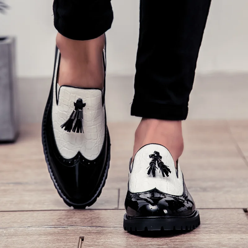 Mocassins habillés vintage pour homme, en cuir, à bout golf et pampilles, style brogue, à enfiler, bas, respirants, confortables et antidérapants, parfaits pour toutes les occasions