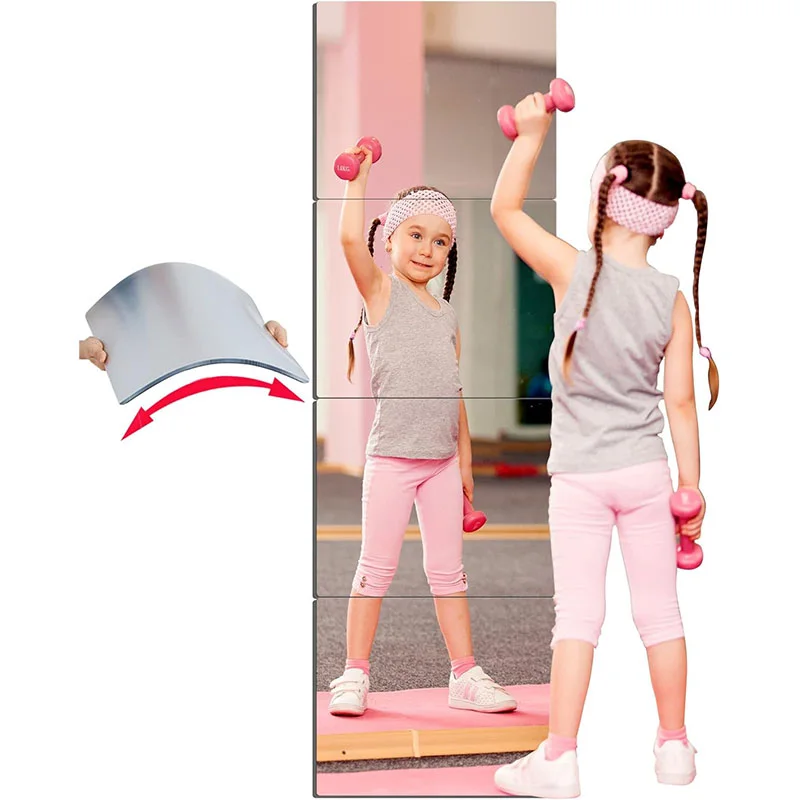 Miroir mural autocollant , miroir incassable avec support, plastique doré