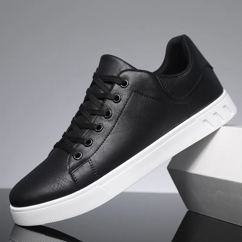 Chaussures de sport en cuir pour homme - Antidérapantes - Semelle plate - Chaussures de loisirs - Confortables - Antidérapantes - Confortables