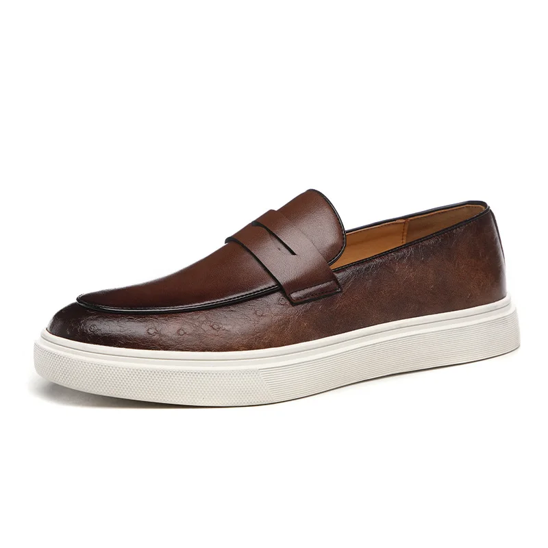 Chaussures de ville en cuir véritable pour hommes de haute qualité, style britannique, mocassins respirants, chaussures décontractées souples, chaussures polyvalentes au design léger