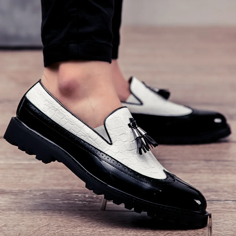 Mocassins habillés vintage pour homme, en cuir, à bout golf et pampilles, style brogue, à enfiler, bas, respirants, confortables et antidérapants, parfaits pour toutes les occasions