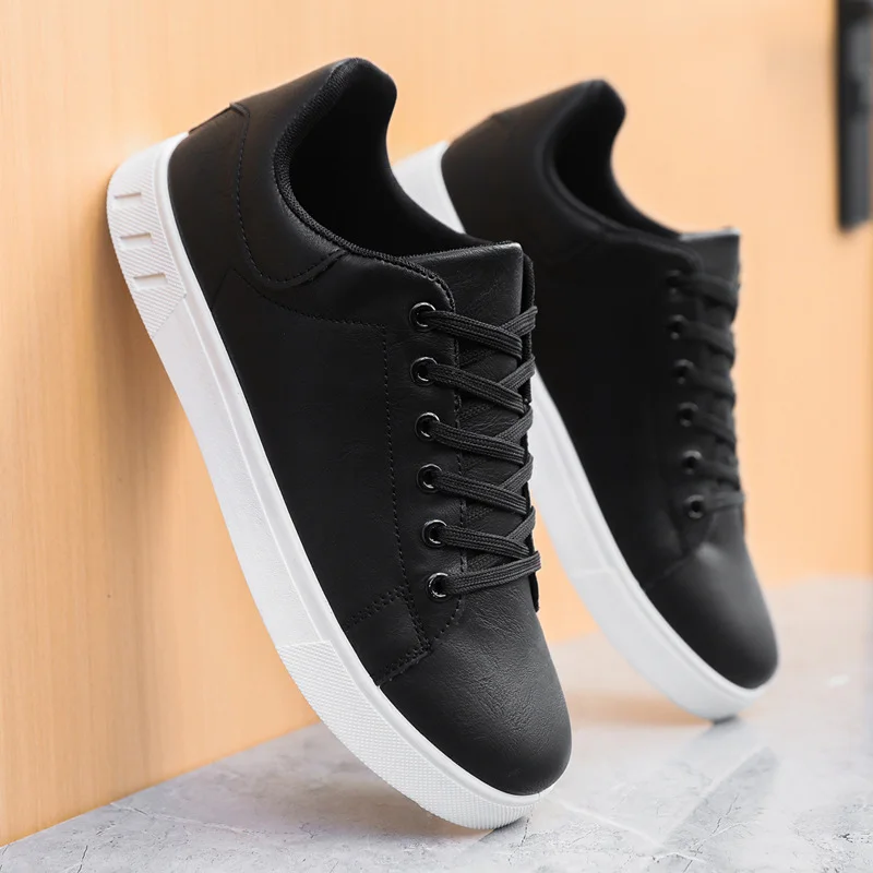 Chaussures de sport en cuir pour homme - Antidérapantes - Semelle plate - Chaussures de loisirs - Confortables - Antidérapantes - Confortables