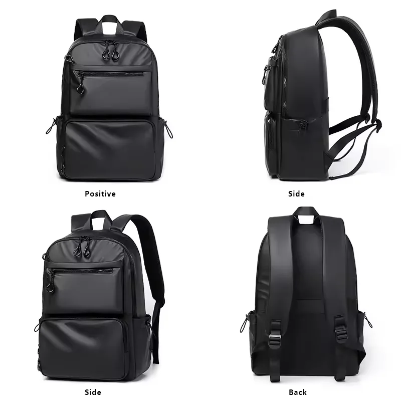 Sac à dos en cuir imperméable , poche multi-couches, sac pour ordinateur portable