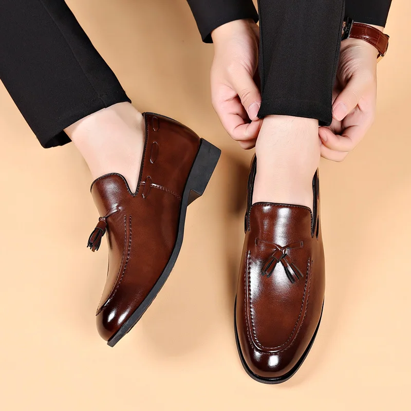 Chaussures Habillées Homme de Luxe Ruizi Mode, Mocassins en Similicuir PU Décontractées et Formelles pour Affaires