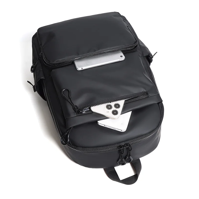 Sac à dos en cuir imperméable , poche multi-couches, sac pour ordinateur portable