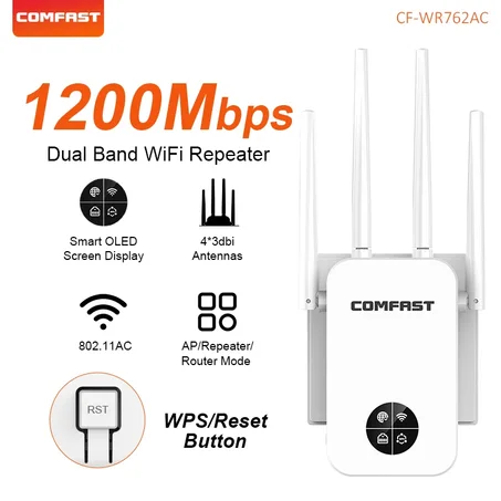 Wi-Fi Range Extender 1200 ميجابت في الثانية  مع شاشة عرض ذكية