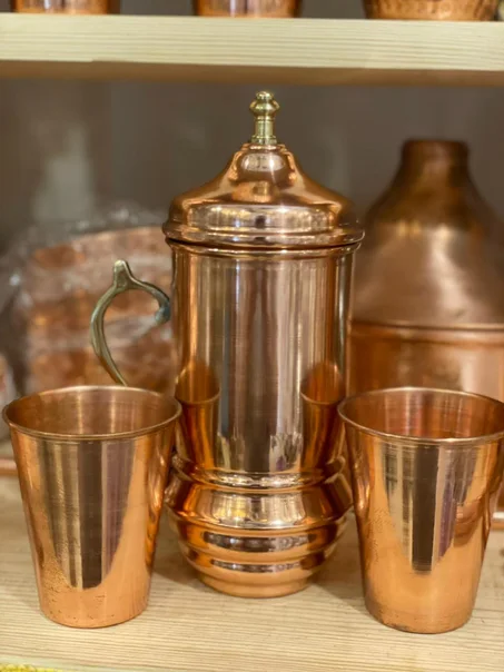 طقم دورق مياه نحاس احمر ( ساده / قران ) (جمله)