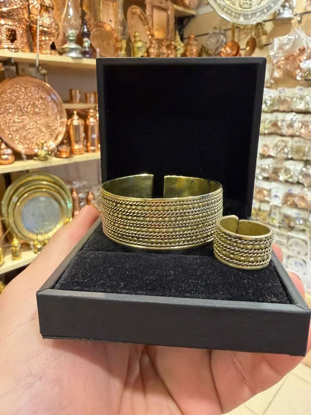 طقم اساور 2.5سم يدوي  نحاس اصفر