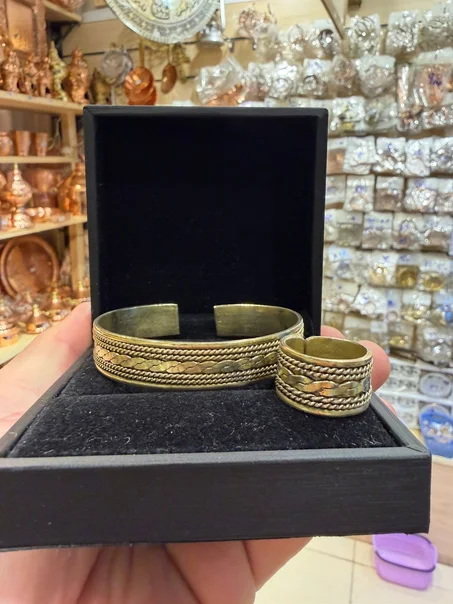 طقم اساور 1.5سم يدوي  نحاس اصفر