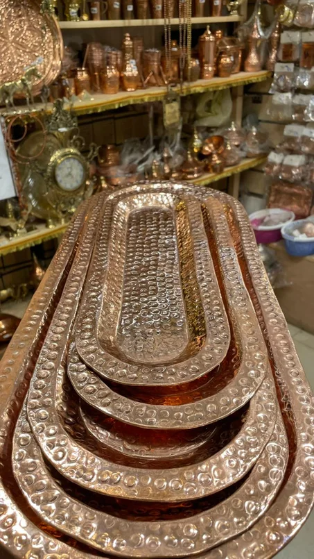 سرفيس مستطيل نحاس احمر روز جولد 4 مقاسات (جمله)