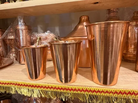 كوب  مياه نحاس احمر ساده / قران من الداخل ( مقاسات مختلفه ) (جمله)