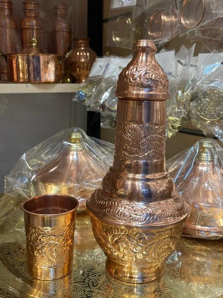 طقم قوله وكوبايه مياه نحاس احمر بيور (تحصين من الداخل)