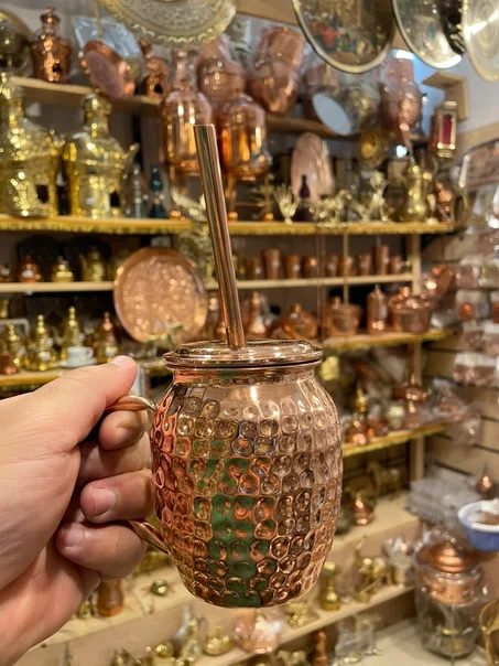 طقم مج +غطاء+شلمون نحاس احمر