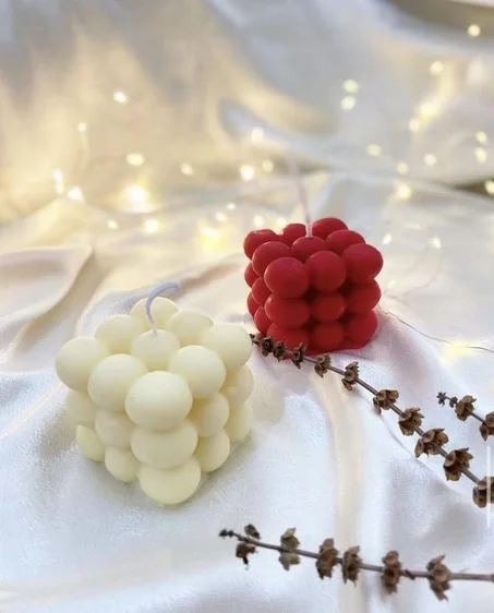Bougie Bubble pour Noël - Framboise - Blanc - Rouge - Vert