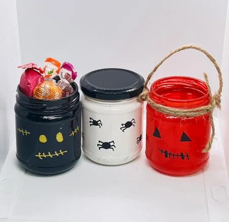 Pot Halloween - 3 en 1 - pour éclairage, décoration, et chocolat